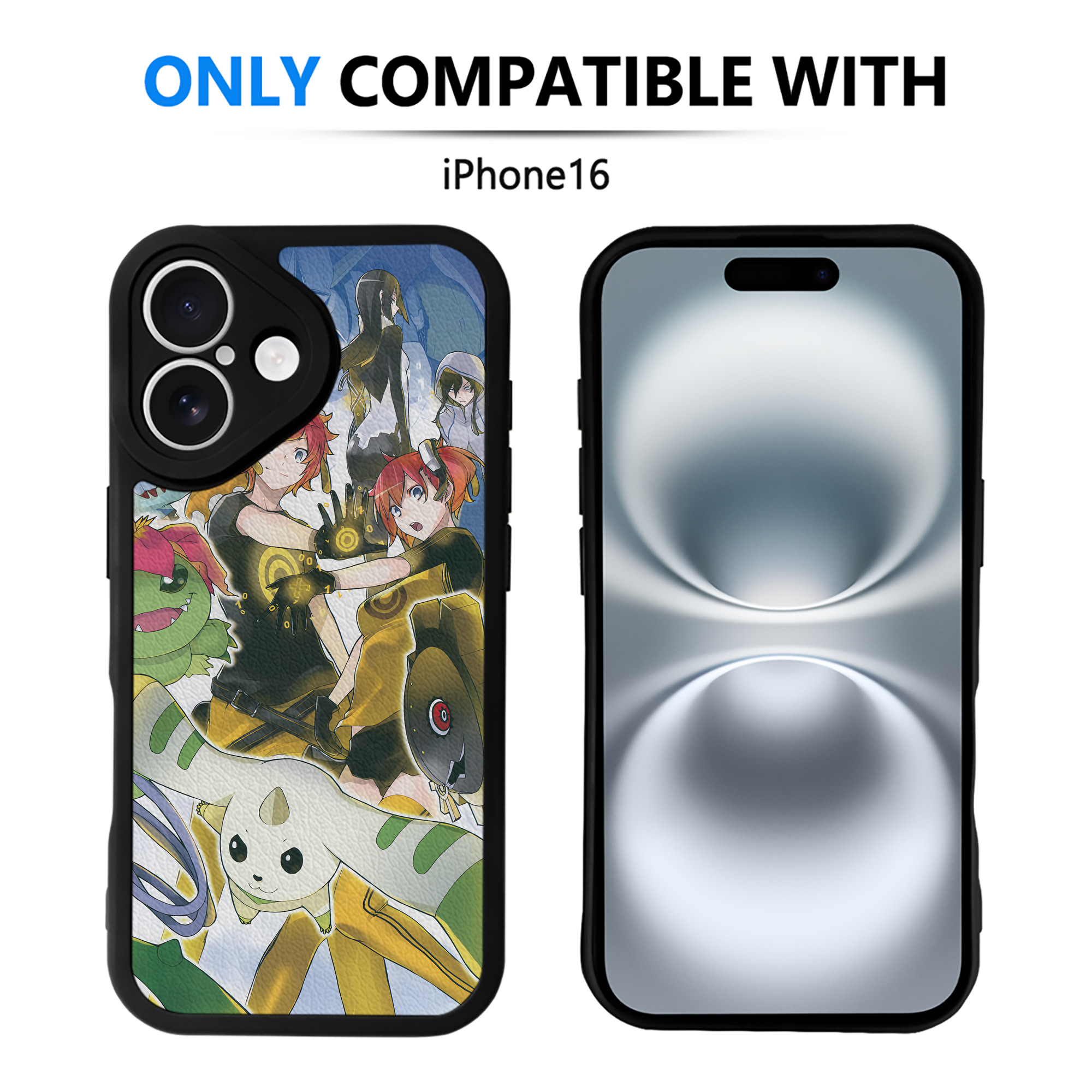 （画像用） Digimon デジタルモンスター/デジモン 【iPhone 16シリーズ対応】シリコンスマホケース（レザー調） 材質：シリコン